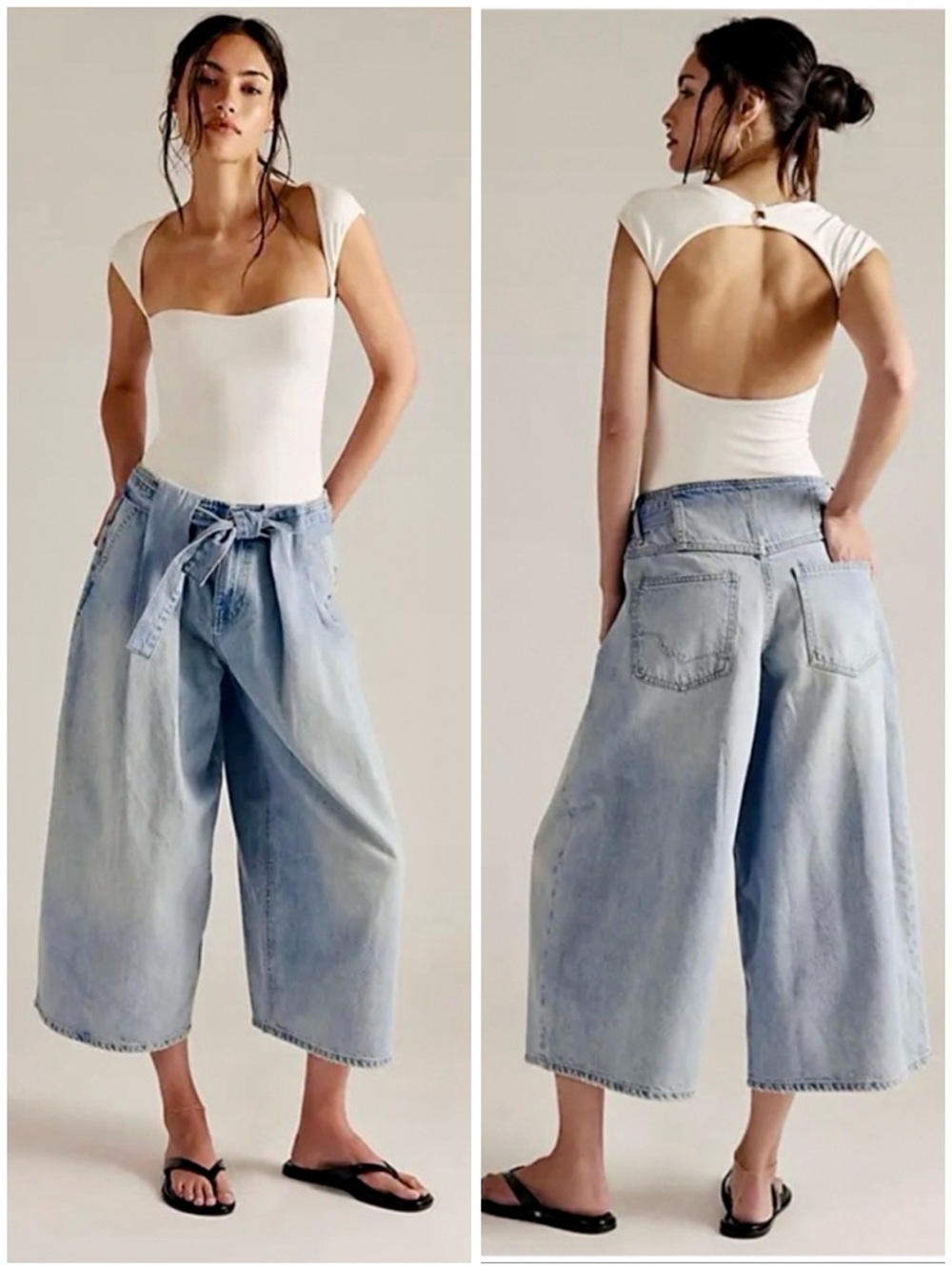 NWT Free People x We The Free High Tide Belted Crop Jean - Oasis Blue $148